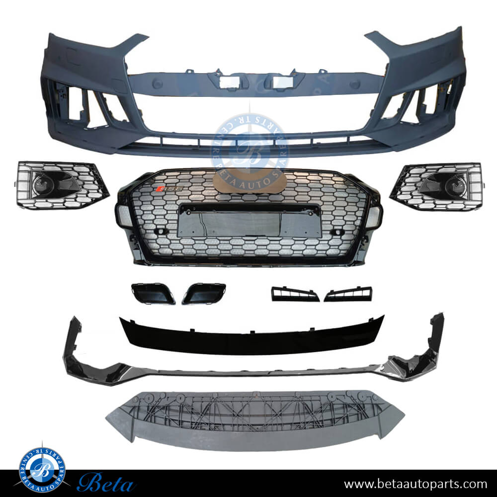 RS5 Look Front Bumper with Grille for Audi A5 2017-up models, Part Number 8W6807065 RS5 RS5 Look Front Bumper with Grille for Audi A5 2017-up models, Part Number 8W6807065 RS5